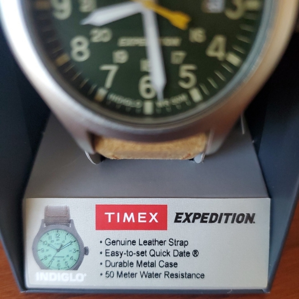 Timex Men's Expedition Scout  watch Date,Yellow Leather Strap, Indiglo TW4B23000 - Picture 7 of 7